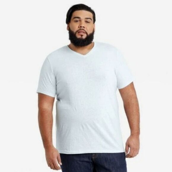 MEN'S REGULAR FIT SHORT SLEEVE V-NECK T-SHIRT - GOODFELLOW & CO AQUA S BLUE B094 - Picture 1 of 5
